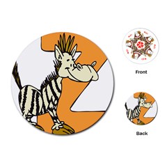 Zebra Animal Alphabet Z Wild Playing Cards (round)  by Nexatart