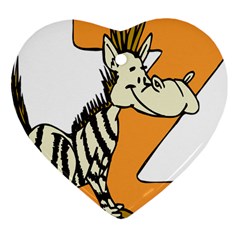 Zebra Animal Alphabet Z Wild Heart Ornament (two Sides) by Nexatart