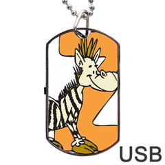 Zebra Animal Alphabet Z Wild Dog Tag Usb Flash (two Sides) by Nexatart