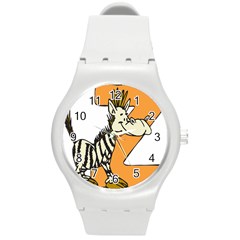 Zebra Animal Alphabet Z Wild Round Plastic Sport Watch (m) by Nexatart