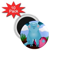 Pig Animal Love 1 75  Magnets (10 Pack)  by Nexatart