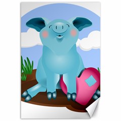 Pig Animal Love Canvas 12  X 18   by Nexatart