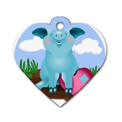 Pig Animal Love Dog Tag Heart (two Sides) by Nexatart