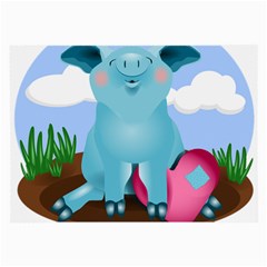 Pig Animal Love Large Glasses Cloth (2-side) by Nexatart