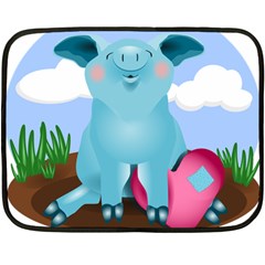 Pig Animal Love Fleece Blanket (mini) by Nexatart