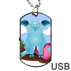 Pig Animal Love Dog Tag Usb Flash (two Sides) by Nexatart