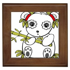 Panda China Chinese Furry Framed Tiles by Nexatart