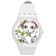 Panda China Chinese Furry Round Plastic Sport Watch (m) by Nexatart