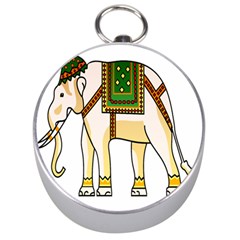 Elephant Indian Animal Design Silver Compasses by Nexatart