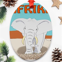 Africa Elephant Animals Animal Ornament (oval) by Nexatart