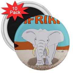 Africa Elephant Animals Animal 3  Magnets (10 Pack)  by Nexatart