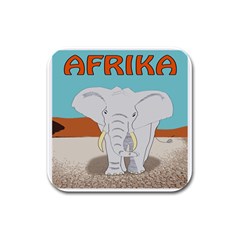 Africa Elephant Animals Animal Rubber Square Coaster (4 Pack)  by Nexatart