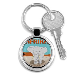 Africa Elephant Animals Animal Key Chains (round)  by Nexatart