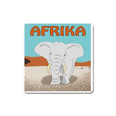 Africa Elephant Animals Animal Square Magnet by Nexatart