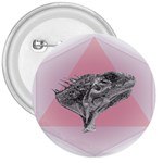 Lizard Hexagon Rosa Mandala Emblem 3  Buttons Front