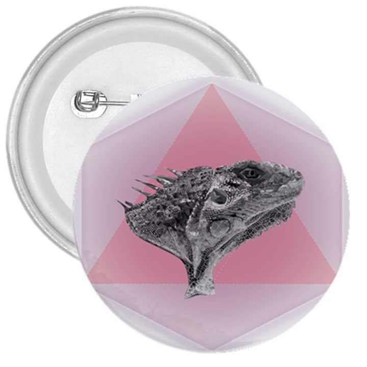 Lizard Hexagon Rosa Mandala Emblem 3  Buttons