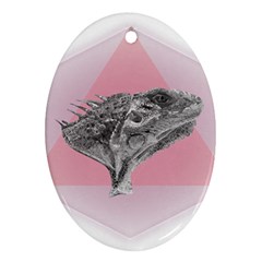 Lizard Hexagon Rosa Mandala Emblem Ornament (oval) by Nexatart