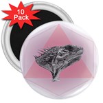 Lizard Hexagon Rosa Mandala Emblem 3  Magnets (10 pack)  Front