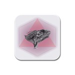 Lizard Hexagon Rosa Mandala Emblem Rubber Square Coaster (4 pack)  Front