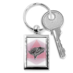 Lizard Hexagon Rosa Mandala Emblem Key Chains (rectangle)  by Nexatart