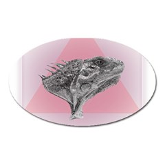 Lizard Hexagon Rosa Mandala Emblem Oval Magnet by Nexatart