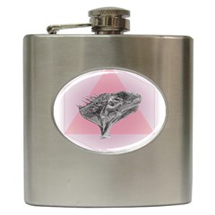 Lizard Hexagon Rosa Mandala Emblem Hip Flask (6 Oz) by Nexatart