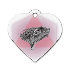 Lizard Hexagon Rosa Mandala Emblem Dog Tag Heart (two Sides) by Nexatart