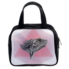 Lizard Hexagon Rosa Mandala Emblem Classic Handbags (2 Sides) by Nexatart