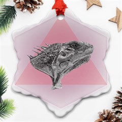 Lizard Hexagon Rosa Mandala Emblem Ornament (snowflake) by Nexatart