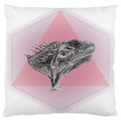 Lizard Hexagon Rosa Mandala Emblem Large Cushion Case (one Side) by Nexatart