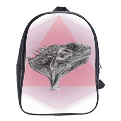 Lizard Hexagon Rosa Mandala Emblem School Bag (xl) by Nexatart