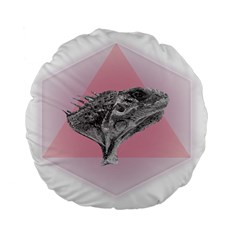 Lizard Hexagon Rosa Mandala Emblem Standard 15  Premium Flano Round Cushions by Nexatart