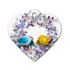 Flowers Floral Flowery Spring Dog Tag Heart (one Side) by Nexatart