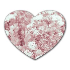 Pink Colored Flowers Heart Mousepads by dflcprints