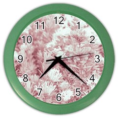 Pink Colored Flowers Color Wall Clocks by dflcprints