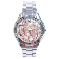 Pink Colored Flowers Stainless Steel Analogue Watch by dflcprints