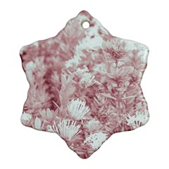 Pink Colored Flowers Snowflake Ornament (two Sides) by dflcprints