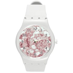 Pink Colored Flowers Round Plastic Sport Watch (m) by dflcprints