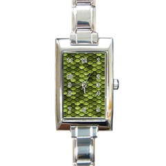 Green Mermaid Scales   Rectangle Italian Charm Watch by paulaoliveiradesign