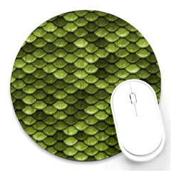 Green Mermaid Scales   Round Mousepads by paulaoliveiradesign