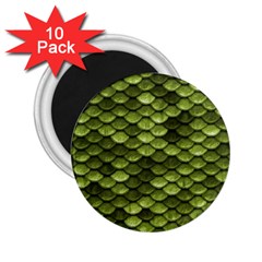 Green Mermaid Scales   2 25  Magnets (10 Pack)  by paulaoliveiradesign