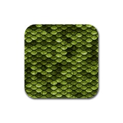 Green Mermaid Scales   Rubber Square Coaster (4 Pack)  by paulaoliveiradesign