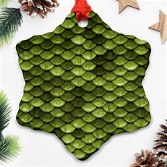 Green Mermaid Scales   Snowflake Ornament (two Sides) by paulaoliveiradesign