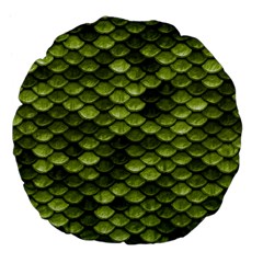 Green Mermaid Scales   Large 18  Premium Flano Round Cushions by paulaoliveiradesign