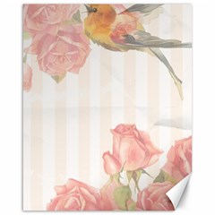 Vintage Roses Floral Illustration Bird Canvas 16  X 20   by paulaoliveiradesign