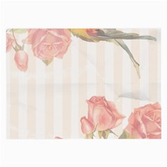 Vintage Roses Floral Illustration Bird Large Glasses Cloth (2-side) by paulaoliveiradesign