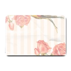 Vintage Roses Floral Illustration Bird Small Doormat  by paulaoliveiradesign