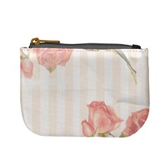 Vintage Roses Floral Illustration Bird Mini Coin Purses