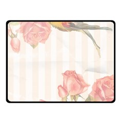 Vintage Roses Floral Illustration Bird Double Sided Fleece Blanket (small)  by paulaoliveiradesign