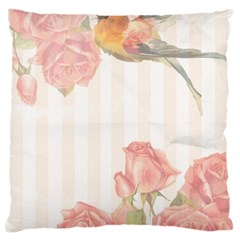 Vintage Roses Floral Illustration Bird Standard Flano Cushion Case (one Side) by paulaoliveiradesign